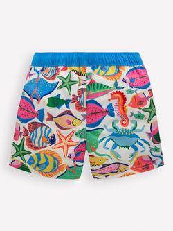 Mini Boden Kids' Swim Shorts, Swimming Fish - view 2, Swimming Fish