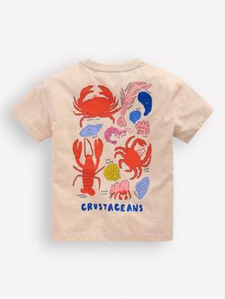 Mini Boden Kids' Cotton Front & Back Graphic T-Shirt, Oatmeal Crustaceans - view 2, Oatmeal Crustaceans