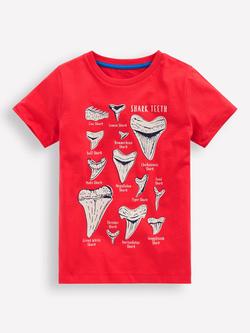 Mini Boden Kids' Cotton Glow-In-tha-Dark T-Shirt, Coral Sharks Teeth, Coral Sharks Teeth