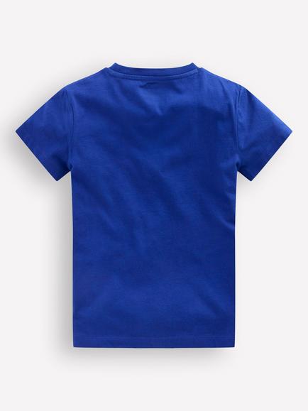 Mini Boden Kids' Superstitch T-Shirt, Mazarine Blue Boats - view 2, Mazarine Blue Boats