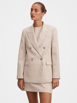 Forever New Lottie Double Breasted Blazer, Neutral, Neutral