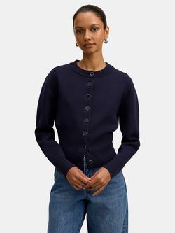 Forever New Petite Ally Crew Neck Cardigan, Navy, Navy