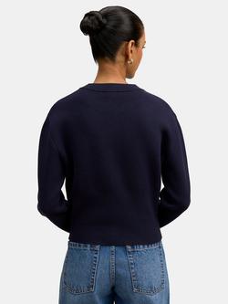 Forever New Petite Ally Crew Neck Cardigan, Navy - view 2, Navy