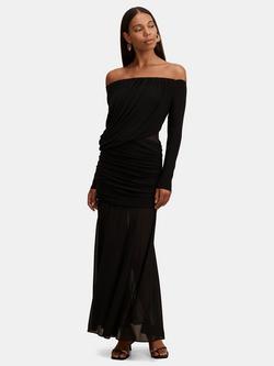 Forever New Belinda Bardot Neck Drape Maxi Dress, Black, Black