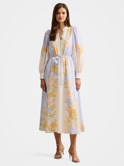 Forever New Christina Floral Midi Dress, Blue, Blue