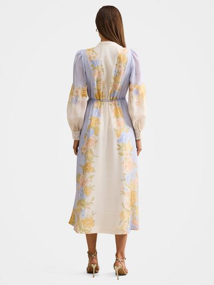 Forever New Christina Floral Midi Dress, Blue - view 2, Blue