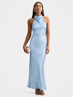Forever New Clementine High Neck Satin Maxi Dress, Bluebell