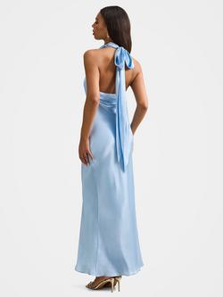Forever New Clementine High Neck Satin Maxi Dress - view 2, Bluebell