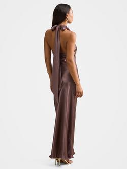 Forever New Clementine High Neck Satin Maxi Dress - view 2, Moonlight