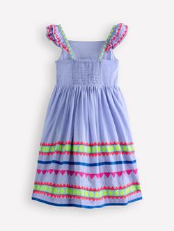 Mini Boden Kids' Annalisa Embroidered Flutter Sleeve Dress, Aztec Print - view 2, Aztec Print