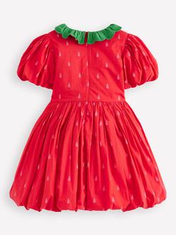 Mini Bode Kids' Puff Sleeve Bubble Hem Dress, Poppy Red Strawberry - view 2, Poppy Red Strawberry