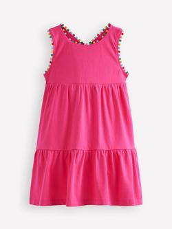 Mini Boden Kids' Jersey Crossback Dress, Flamingo Pink, Flamingo Pink