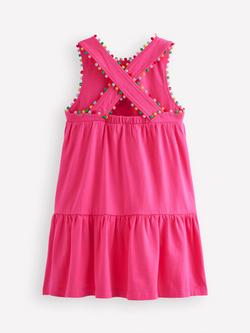 Mini Boden Kids' Jersey Crossback Dress, Flamingo Pink - view 2, Flamingo Pink