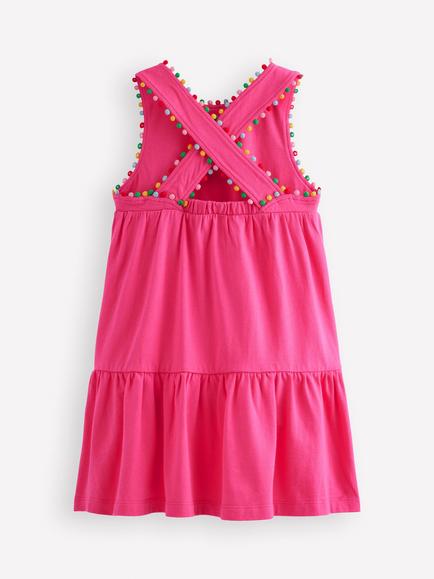 Mini Boden Kids' Jersey Crossback Dress, Flamingo Pink - view 2, Flamingo Pink