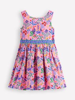 Mini Boden Kids' Multi Strap Flare Dress, Pink Garden Floral, Pink Garden Floral