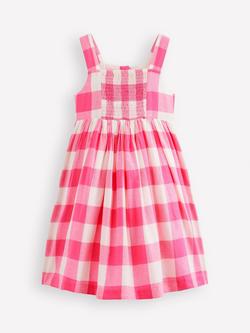 Mini Boden Kids' Remy Sleeveless Button Through Dress, Pink Punch Gingham - view 2, Pink Punch Gingham