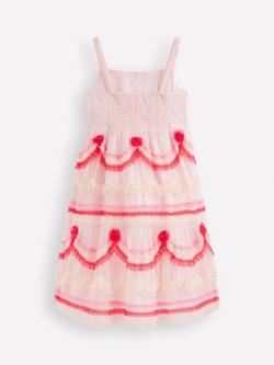 Mini Boden Kids' Tiered Cake Tulle Dress, Chalk Pink Cake - view 2, Chalk Pink Cake