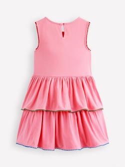Mini Boden Kids' Tiered Jersey Sun Dress, Bubblegum Pink - view 2, Bubblegum Pink