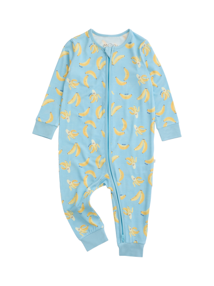 MORI Baby Banana Bunch Zip Sleepsuit, Banana Print, Banana Print