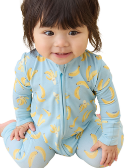 MORI Baby Banana Bunch Zip Sleepsuit, Banana Print - view 2, Banana Print
