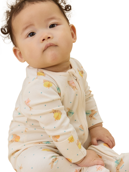 MORI Baby Long Sleeved Printed Sleepsuit, Easter Cream - view 2, Easter Cream