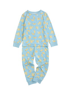 MORI Kids' Banana Bunch Jersey Pyjama Set, Banana Print, Banana Print