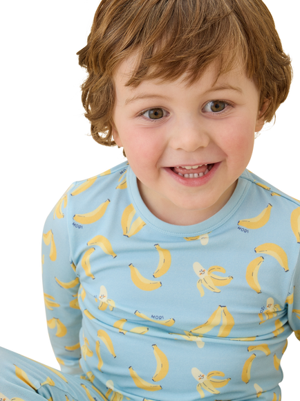 MORI Kids' Banana Bunch Jersey Pyjama Set, Banana Print - view 2, Banana Print
