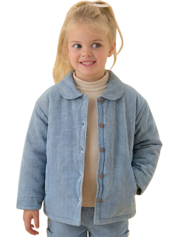 MORI Kids' Relaxed Button Down Jacket, Stripe Denim, Stripe Denim