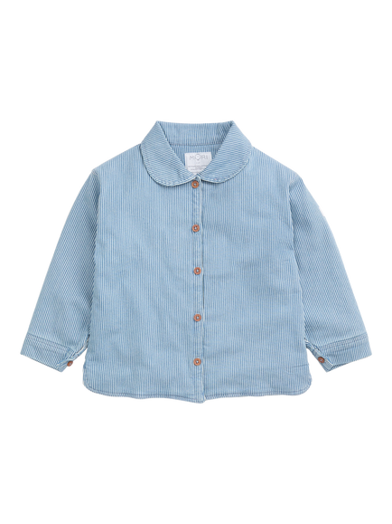MORI Kids' Relaxed Button Down Jacket, Stripe Denim - view 2, Stripe Denim