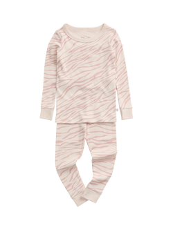 MORI Kids' Sands Printed Ribbed Pyjama Set, Zebra Rose - view 2, Zebra Rose