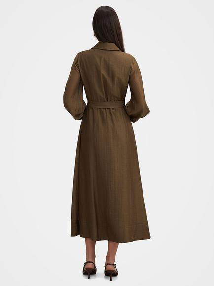 Forever New Evelyn Belted Shirt Dress, Dark Olive - view 2, Dark Olive