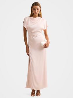 Forever New Genevieve Satin Drape Maxi Dress, Light Pink