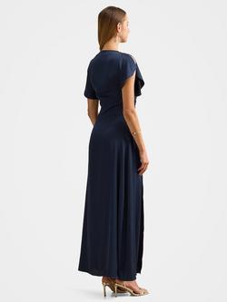 Forever New Genevieve Satin Drape Maxi Dress - view 2, Navy