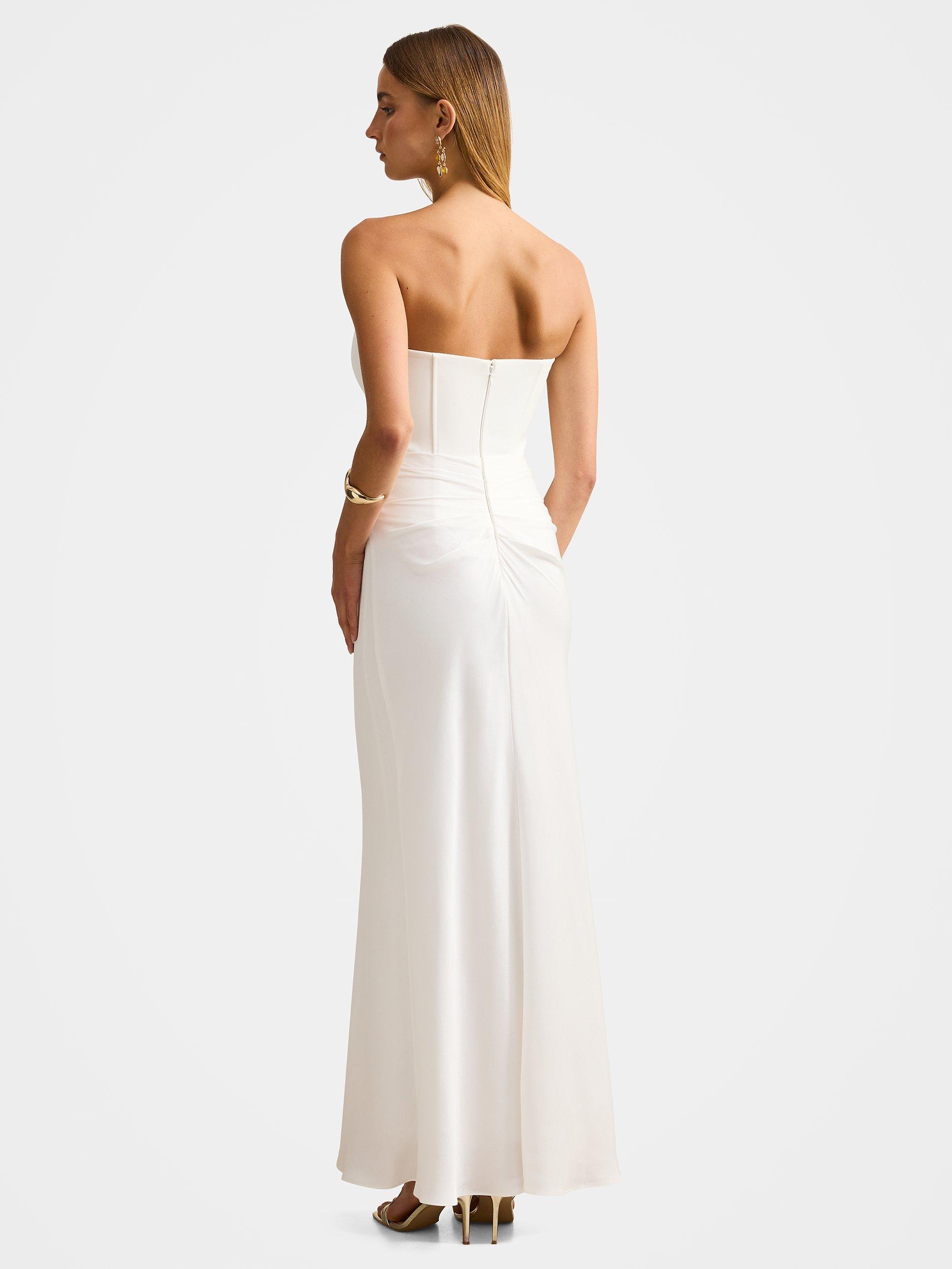chinese dress ladies Forever 21 Nude Maxi Dress with White Embroidered Lace- Size S – The Saved  Collection main image 1