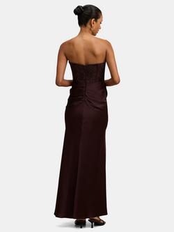 Forever New Petite Ivy Lace Corset Maxi Dress, Dark Chocolate - view 2, Dark Chocolate
