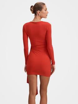 Forever New Susie Draped Jersey Mini Dress, Red - view 2, Red