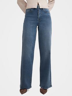 Forever New Yasmin Slim Wide Leg Jeans, Mid Wash, Mid Wash