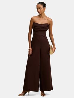 Forever New Petite Shelly Corset Jumpsuit, Dark Chocolate, Dark Chocolate