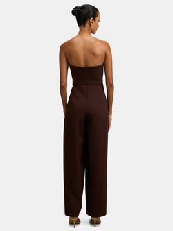 Forever New Petite Shelly Corset Jumpsuit, Dark Chocolate - view 2, Dark Chocolate