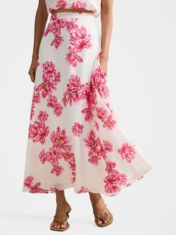 Forever New Petite Maisie Floral Midi Skirt, Pink, Pink