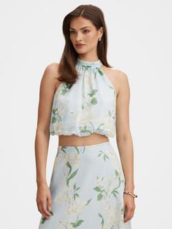 Forever New Maisie Floral Tie Back Top containing TENCEL™ Lyocell, Blue, Blue