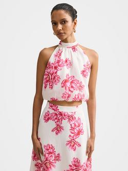 Forever New Petite Maisie Floral Tie Back Top containing TENCEL™ Lyocell, Pink, Pink
