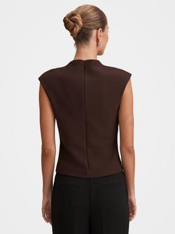 Forever New Monroe V-Neck Crepe Top, Chocolate - view 2, Chocolate