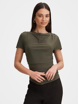 Forever New Stormi Spliced Shoulder Ruffle Top, Thyme