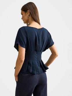 Forever New Wren Pleat Detail Top, Navy - view 2, Navy