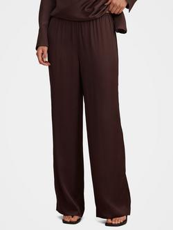 Forever New Maude Satin Wide Leg Trousers, Brown, Brown