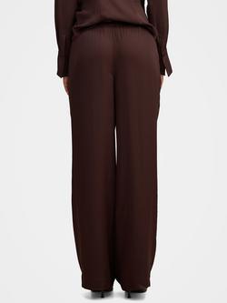 Forever New Maude Satin Wide Leg Trousers, Brown - view 2, Brown