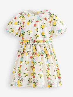 Mini Boden Kids' Vintage Style Sash Dress, Ivory Lemon Floral, Ivory Lemon Floral