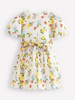 Mini Boden Kids' Vintage Style Sash Dress, Ivory Lemon Floral - view 2, Ivory Lemon Floral