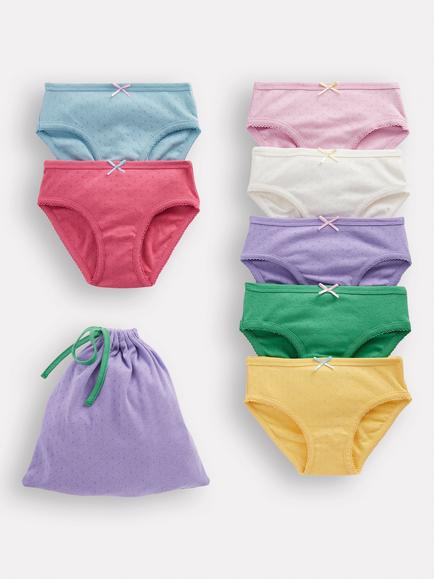 Mini Boden Kids' Pointelle Knickers, Pack of 7, Multi, Multi